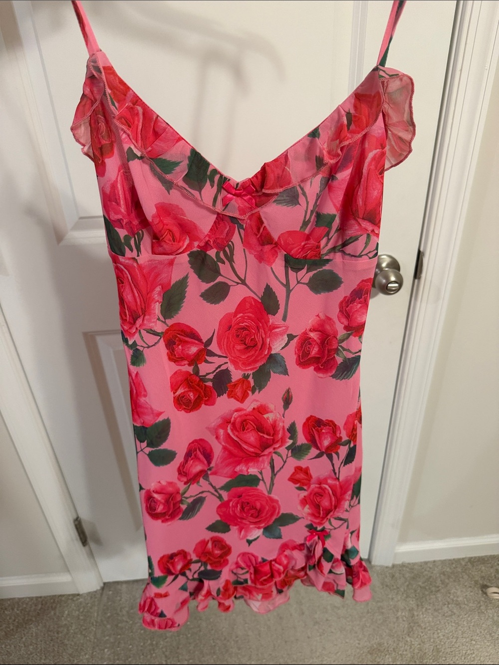 White Fox Boutique Pink Rose Floral Midi Slip Dress